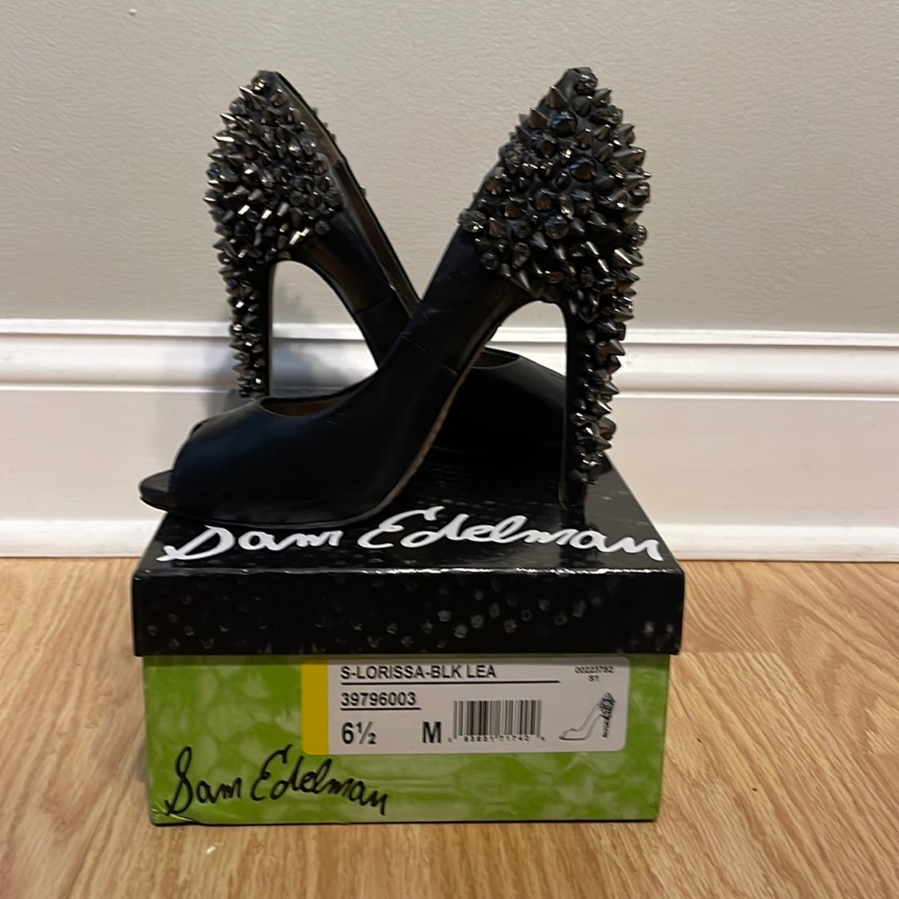 Sam Edelman Lorissa Black Open Toed Spiked Heels